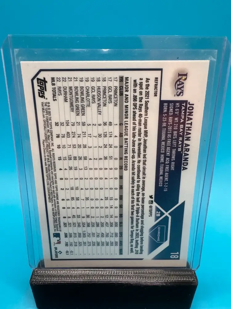 Jonathan Aranda Topps Chrome Refractor RC Tampa Bay Rays