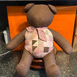 Granny Grandma Core 80s Teddy Bear Handmade Quilted Browns Pinks