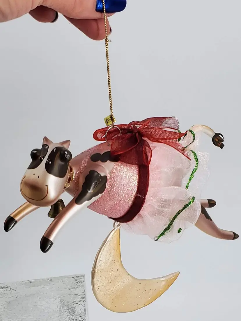 Cow Jumping Over the Moon Ornament Whimsical