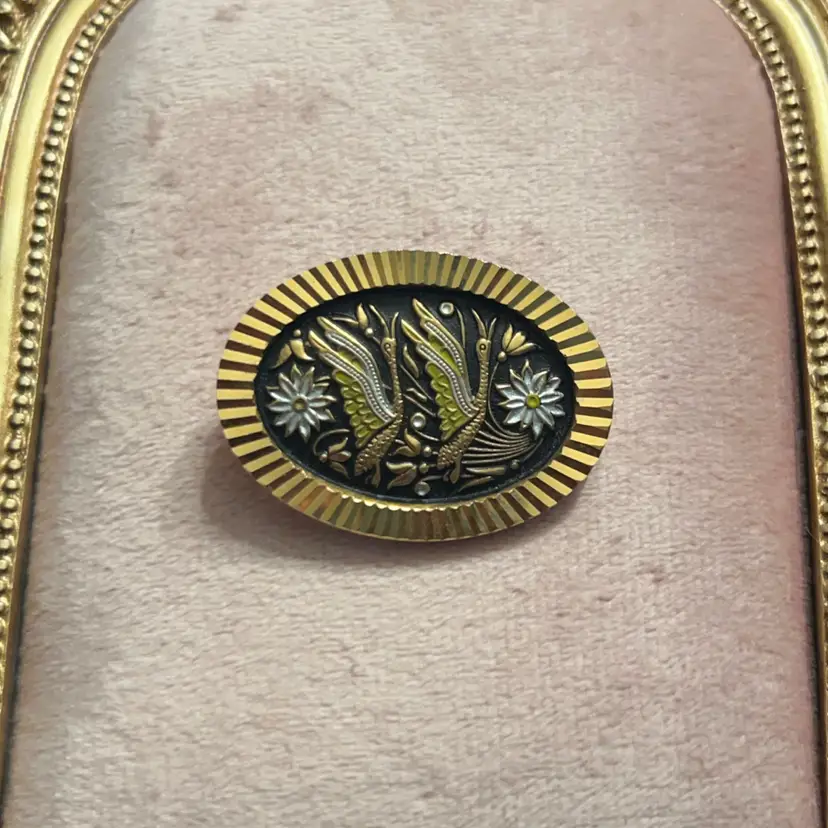 Vintage Damascene Brooch