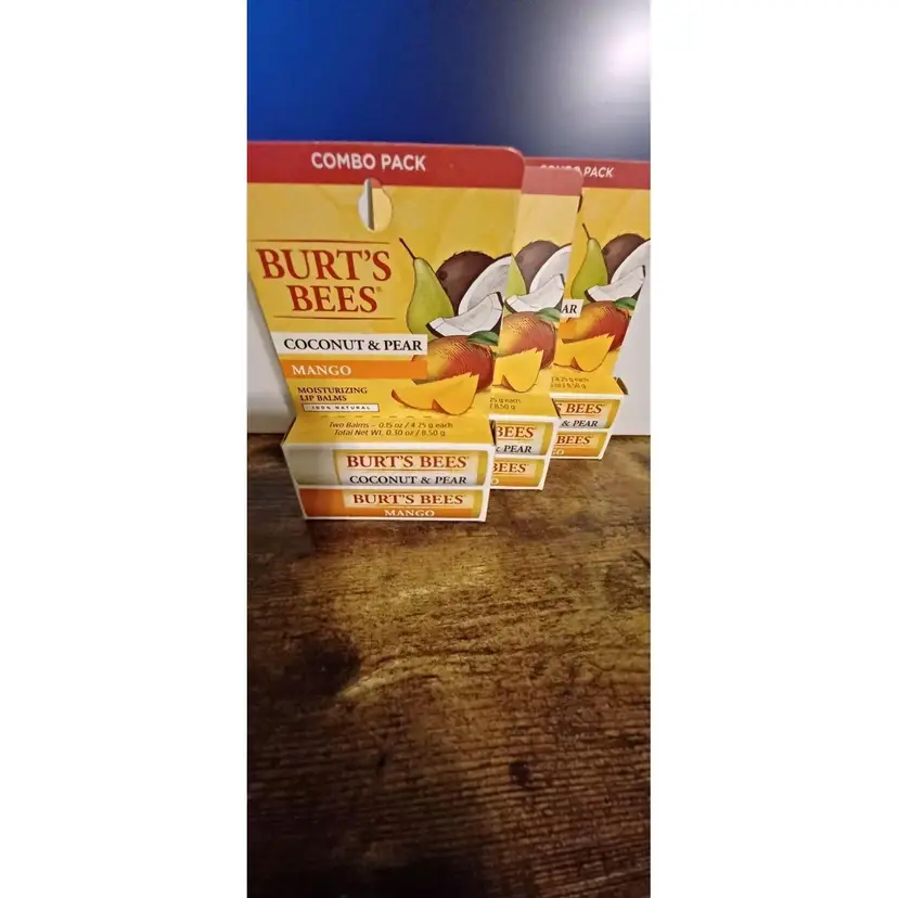 Lot of 3 Twin Packs BURT'S BEES Coconut & Pear and Mango Moisturizing Lip Balm