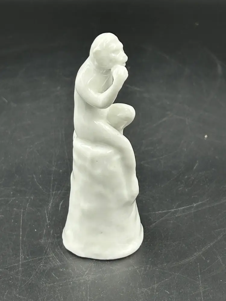 Vintage White Porcelain Monkey Candle Snuffer/figurine
