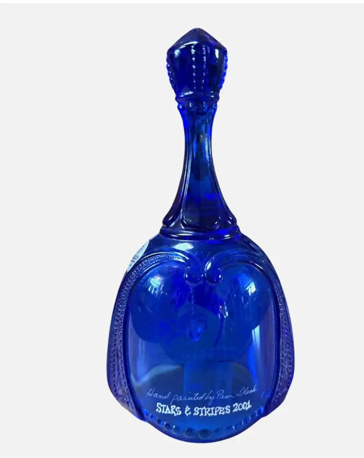 Fenton Cobalt Blue Bell Let Freedom Ring Stars & Stripes 2001 Signed Pam Fleak