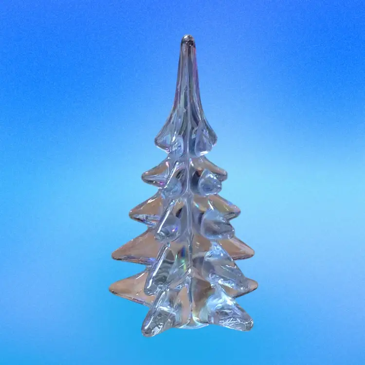 01. Iridescent CHRISTMAS TREE SWIRL ART GLASS 8” Tall