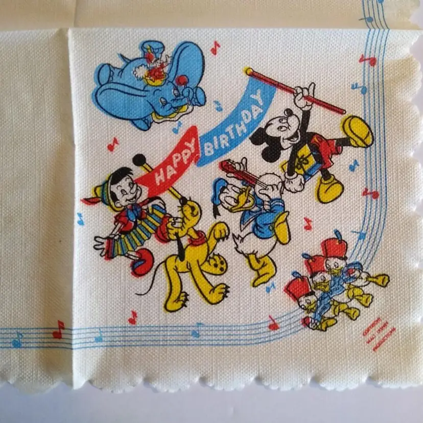 Dumbo Pluto Pinocchio Mickey Mouse Donald Duck Disney Crepe Napkin 1950s