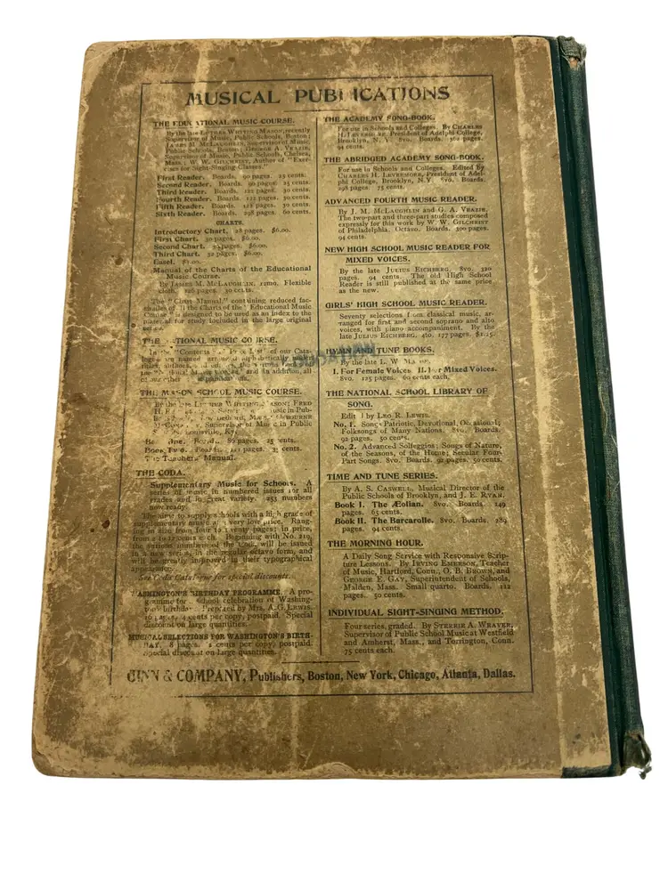 1898 Abridged Academy Song-Book by Charles H. Levermore, Ginn—298pp School Music