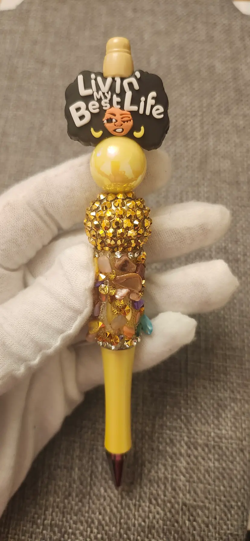 Handmade beaded "Livin' my Best Life