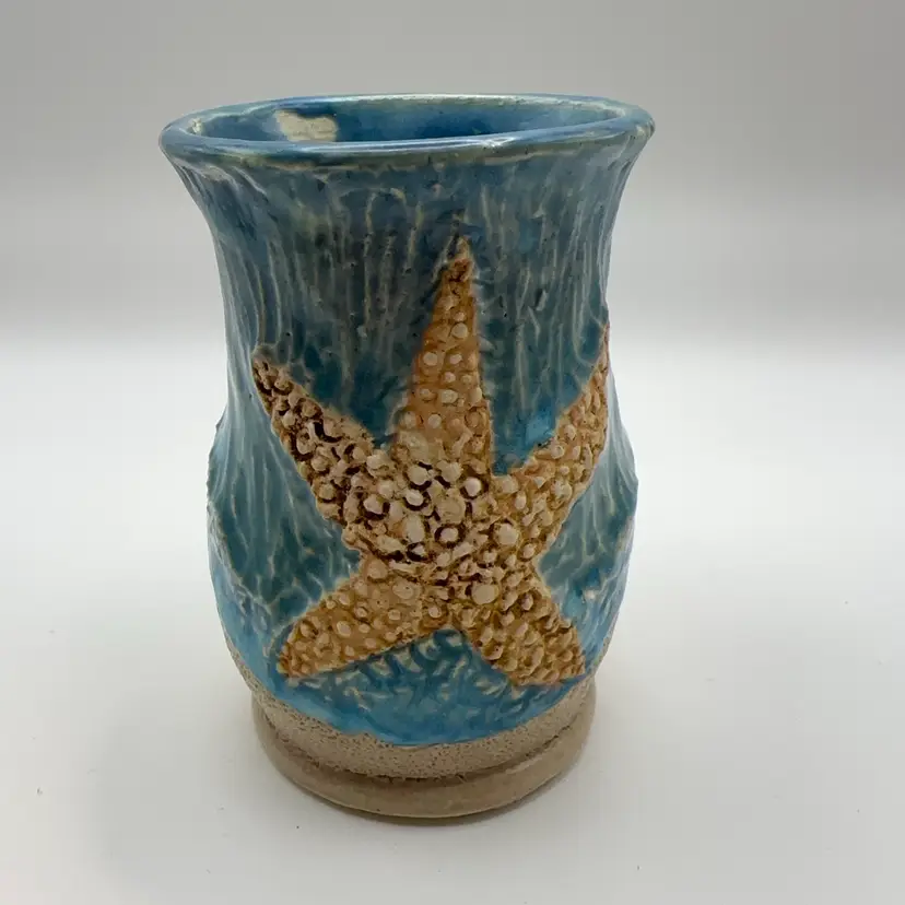 Studio Pottery Hand Made Signed Starfish Vase