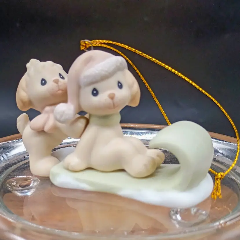 Precious Moments Enesco Sledding Puppies Ornament 272892 Signed