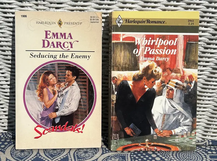 Vintage Set of 2 Emma Darcy 1980s/90s Paperback Harlequin Romance Novels