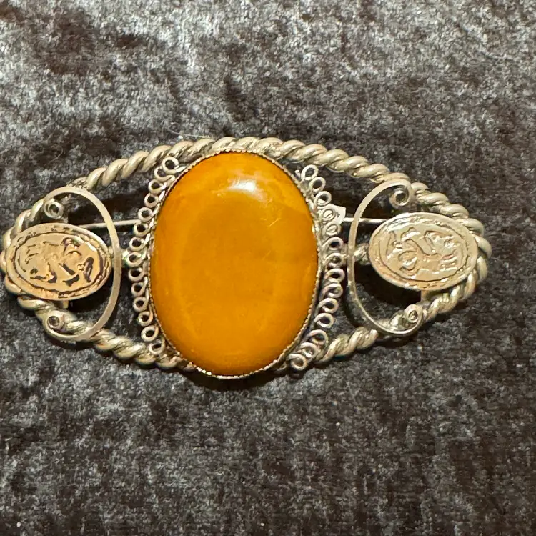 1940’s Bakelite Big Brooch Resembles Belt buckle 3.5” Wide Vintage