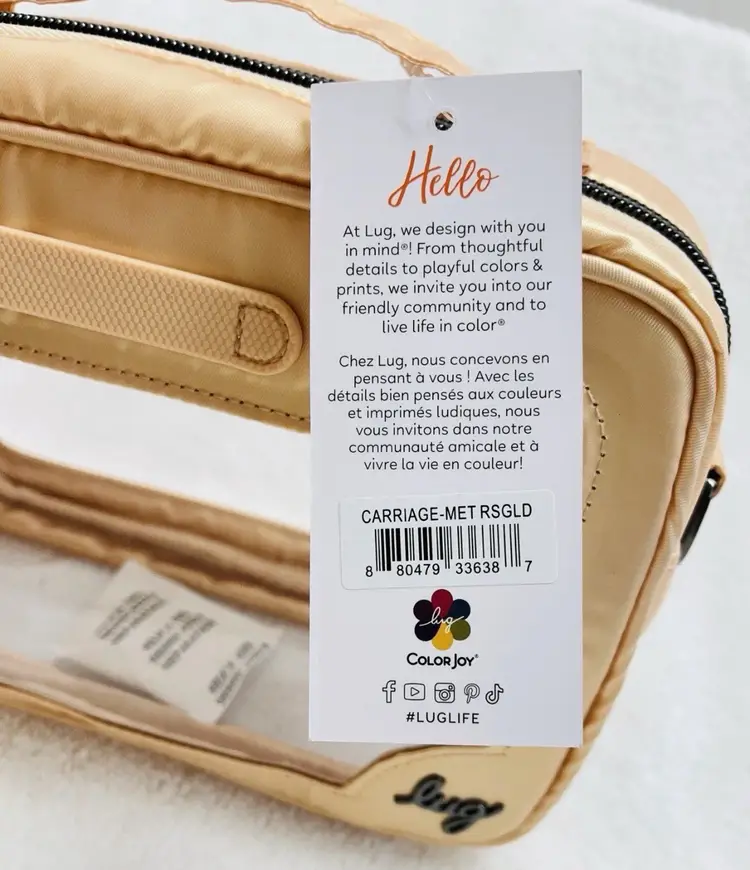 Lug Crossbody Bag Carriage Clearview Clear Stadium Concert Bag Metallic Gold NWT