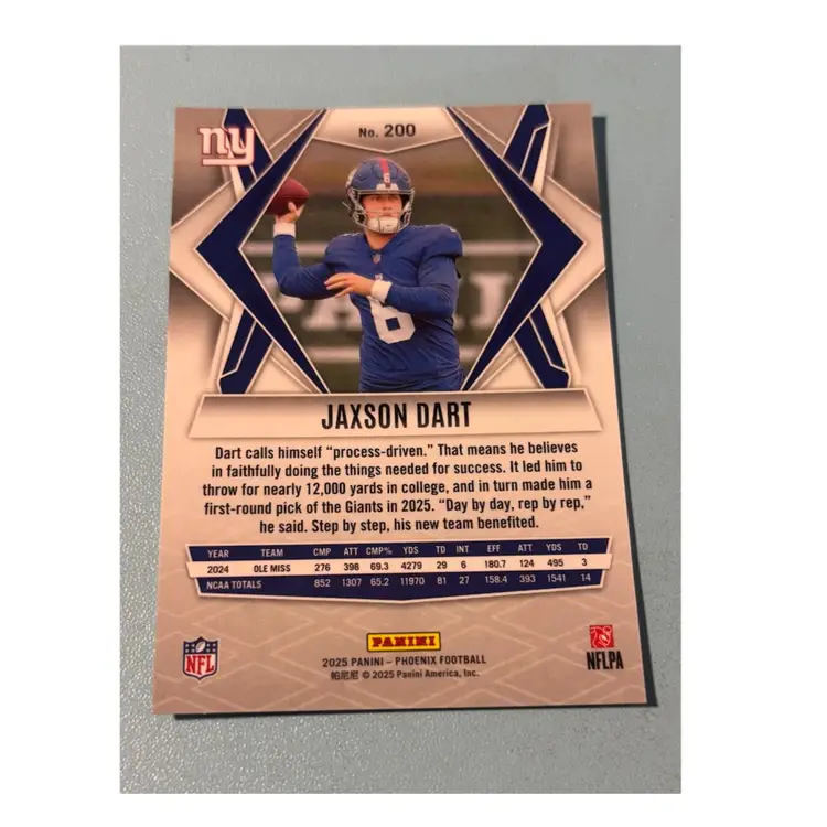 Jaxson Dart Phoenix Rookie Card New York Giants