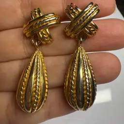M. Jent 90s Rope Dangle Good Tone Post Earrings 2”