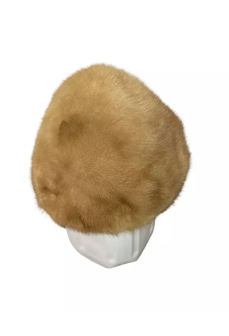 Halle Bros Champagne Blonde Mink Fur Hat Cap 