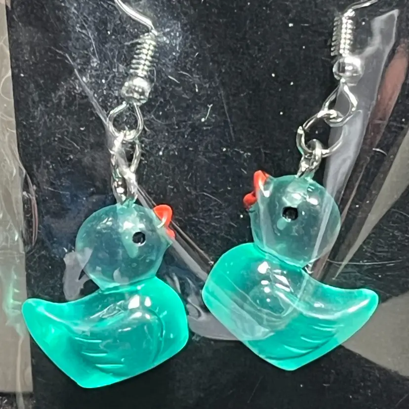 Teal Duck Earrings Made By Me