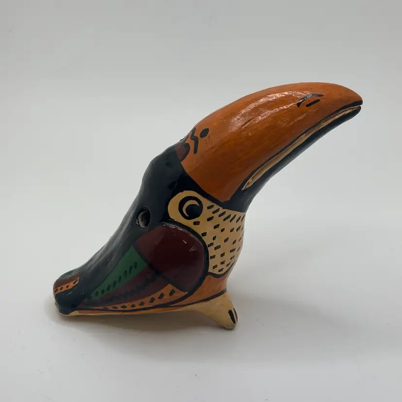 Toucan Bird Pottery Ocarina Whistle 3.5”