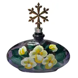 Vintage Hand Painted Glass Perfume Bottle With Or With Out Stopper. Bottle Is A Beautiful Purple.