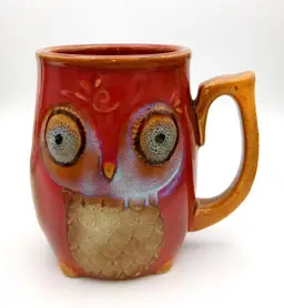 Gibson Home Nature's Owl Coffee Cup Drip Glazed Pottery, No Chips or Cracks 12oz