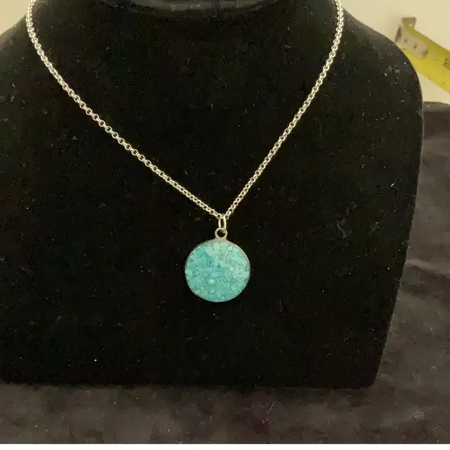 Crushed Real Turquoise Pendant Made By Me