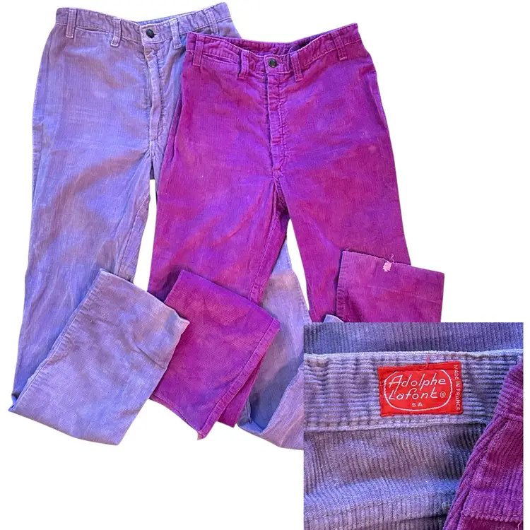 Adolphe Lafont Women's Vtg Corduroy Pants French Size 40 Purple 1980s Set of 2
