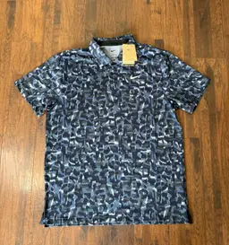 Nike Dri-FIT Tour Golf Polo Short Sleeve Confetti Print Blue FD5939-493 Mens Lg