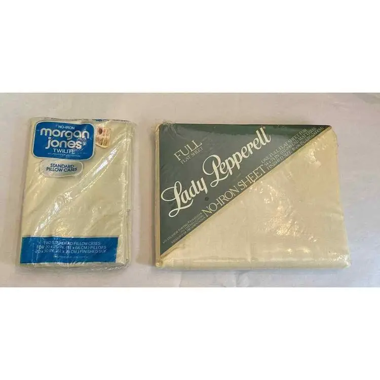 Full Flat Sheet + Morgan Jones Pillowcases NIP Vintage Lady Pepperell Off White
