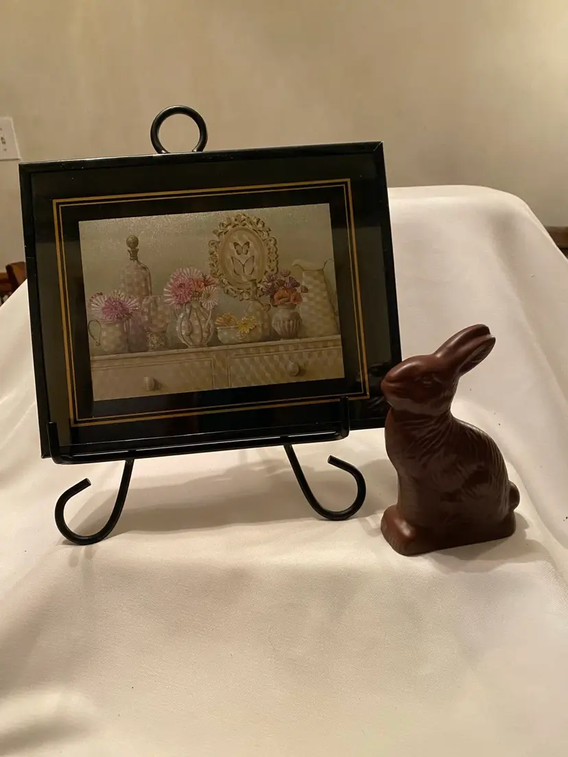 Spring Lot Special Moments Prismatic Floral Picture and Ceramic Chocolate Bunny!
