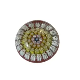 Perthshire PP3 Small Art Glass Center P & Concentric Rings Canes Paperweight - 2”