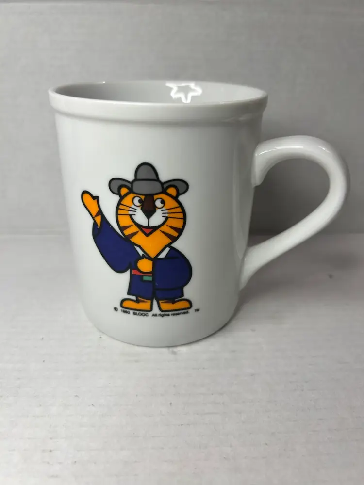 Vintage MUG 1988 Seoul Korea Olympic Games, Hodori Tiger Ceramic, Excellent