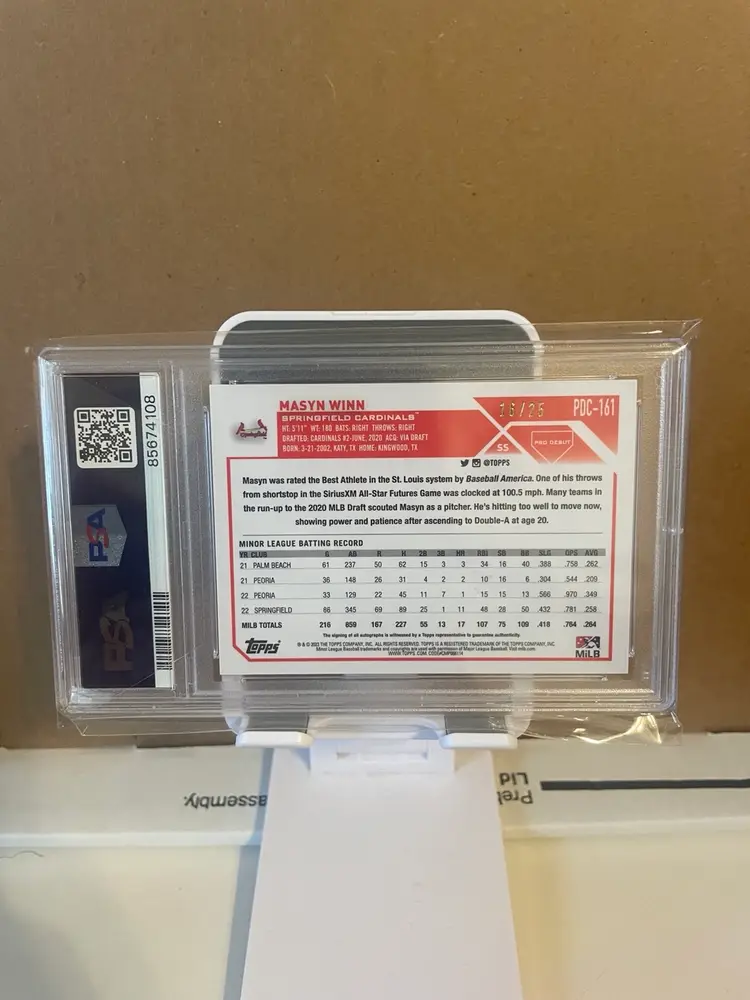 2023 Topps Pro Debut Chrome MASYN WINN Orange Lava Refractor Auto /25 PSA 9