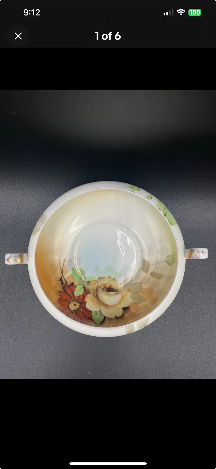 Vintage Hand Painted Noritake Floral Double Handled Open Sugar/Candy Bowl