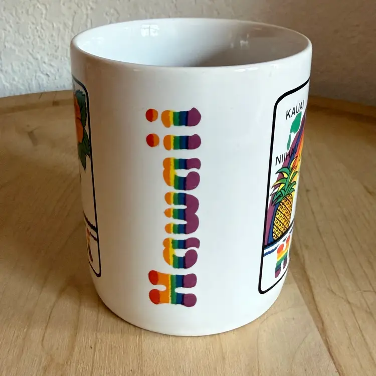 Vintage Hawaii Island and Rainbow Souvinir Travel Novelty Coffee Mug