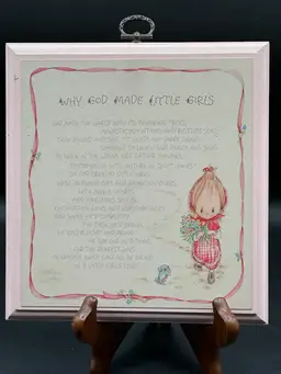 Hallmark  Betsey Clark's Why God Made Little Girls, Wooden Wall Plaque 1976