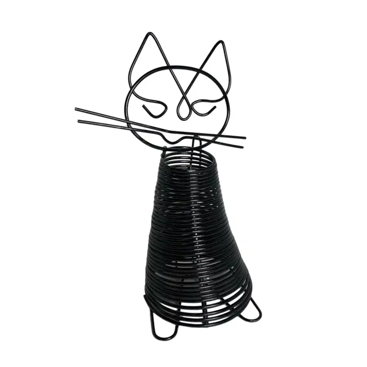 Cat Coiled Wire Sculpture, Desk Accessory, Card Holder