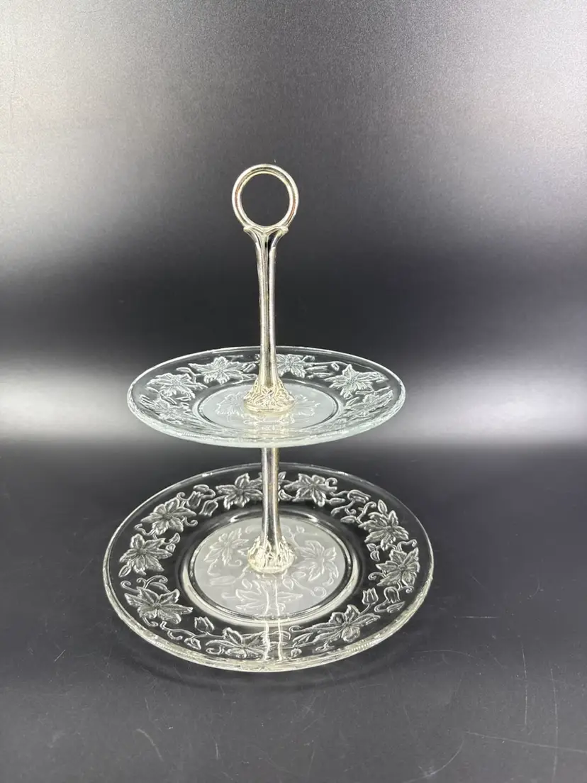 Princess House Fantasia 2 Tier Serving Tray Tidbit Cookie Cupcake Platter