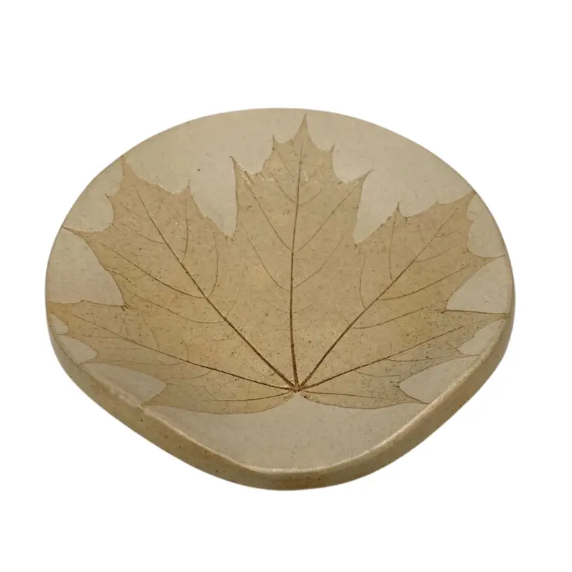 Kaleidoscope Pottery (Easthampton, MA) Spoon rest/Trinket Dish, Light Maple Leaf