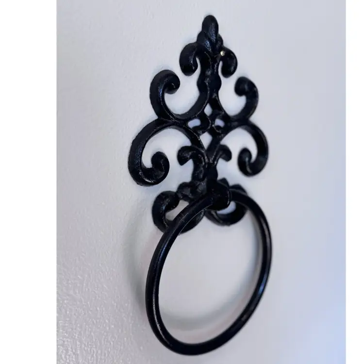 Black Cast-Iron Towel Ring