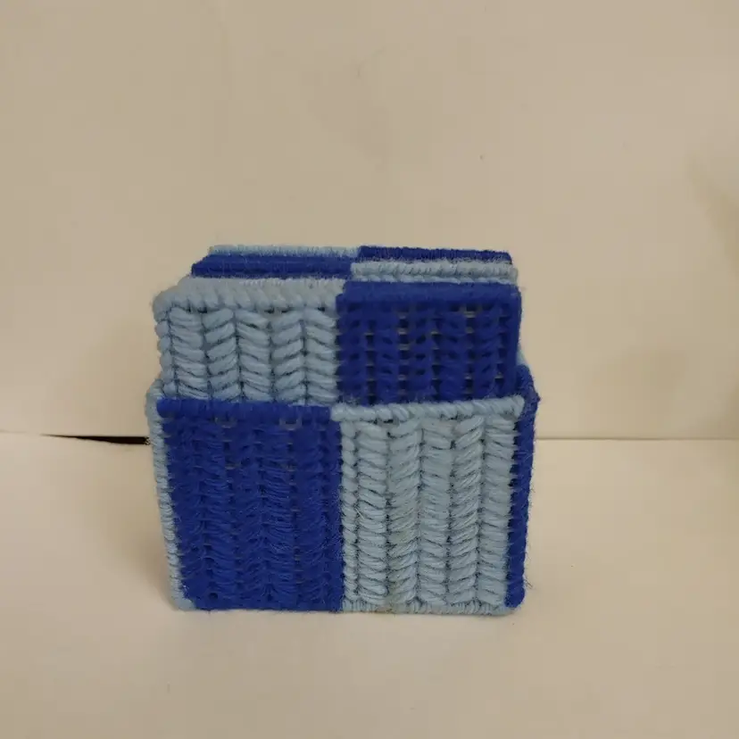 Handmade Needlework Coaster Set. Blue. 8 coasters. Coasters are 3.25x3.25.