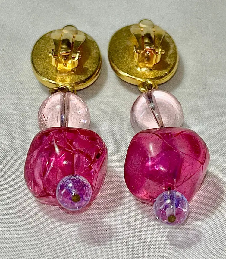 Vintage Clip On Dangle Earrings