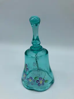 Fenton Mini Bell Teal 100th Anniversary Scalloped Edge Signed D Frederick T24