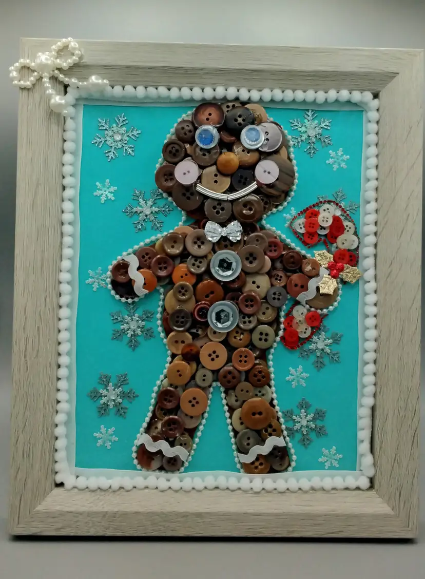 Gingerbread Man Button Art