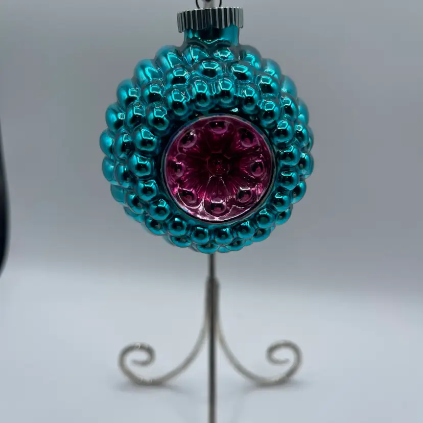 Christopher Radko Shiny Brite Jumbo Ripple Glass Ornament Blue/pink
