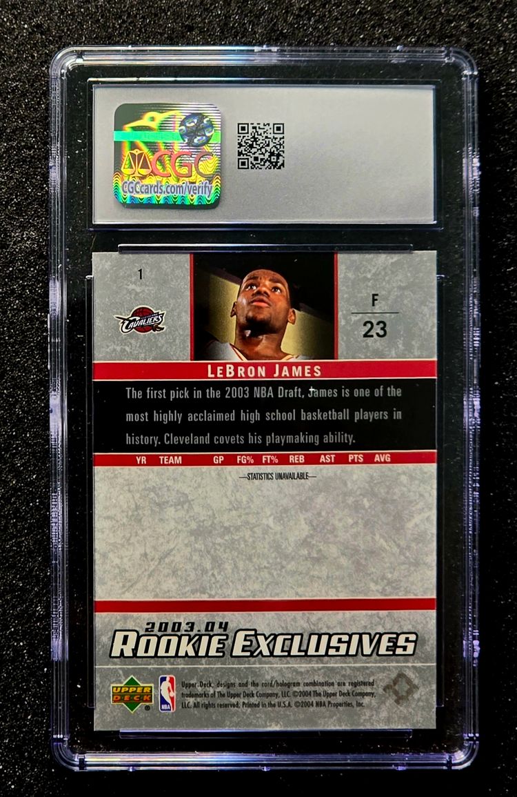 2003 Upper Deck Basketball #1 LeBron James RC Rookie Exclusives CGC 10 Gem Mint