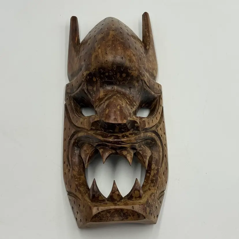 Filipino Carved Wooden Demon Bakunawa Carved Wood Tiki Tribal Vintage Wall Decor