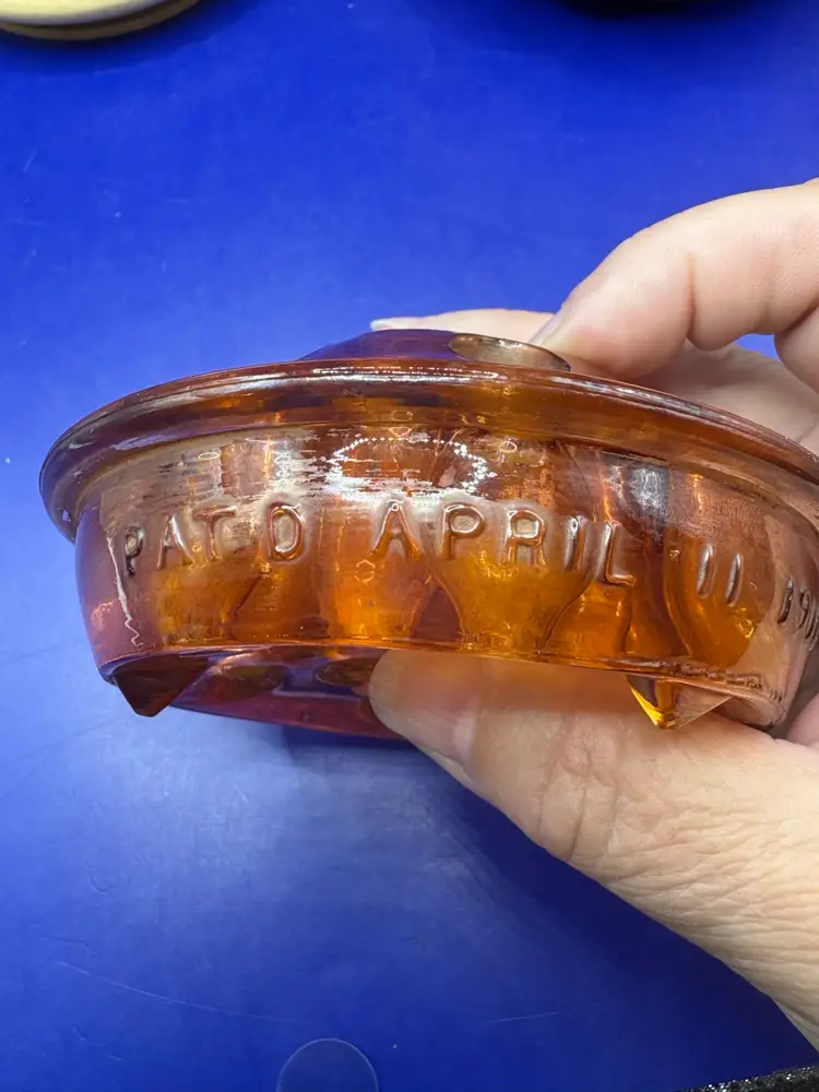 Cambridge Thirteen 13 Hole Amber Glass Flower Frog