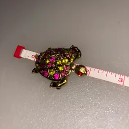 Hollycraft Sea Turtle Brooch Gold Tone Pink Rhinestones Signed Vintage