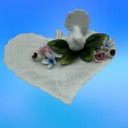 Vintage Capodimonte Style Porcelain Trinket Dish, 6” Diameter