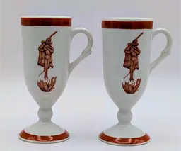 Vintage Pair Loubat New Orleans Cafe Brulot Flaming Devil Demitasse Cup Diablo