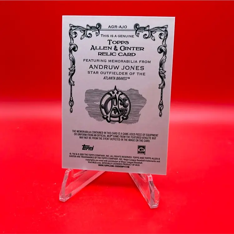 Andruw Jones 2025 Topps Allen & Ginter Full Size Relic Atlanta Braves